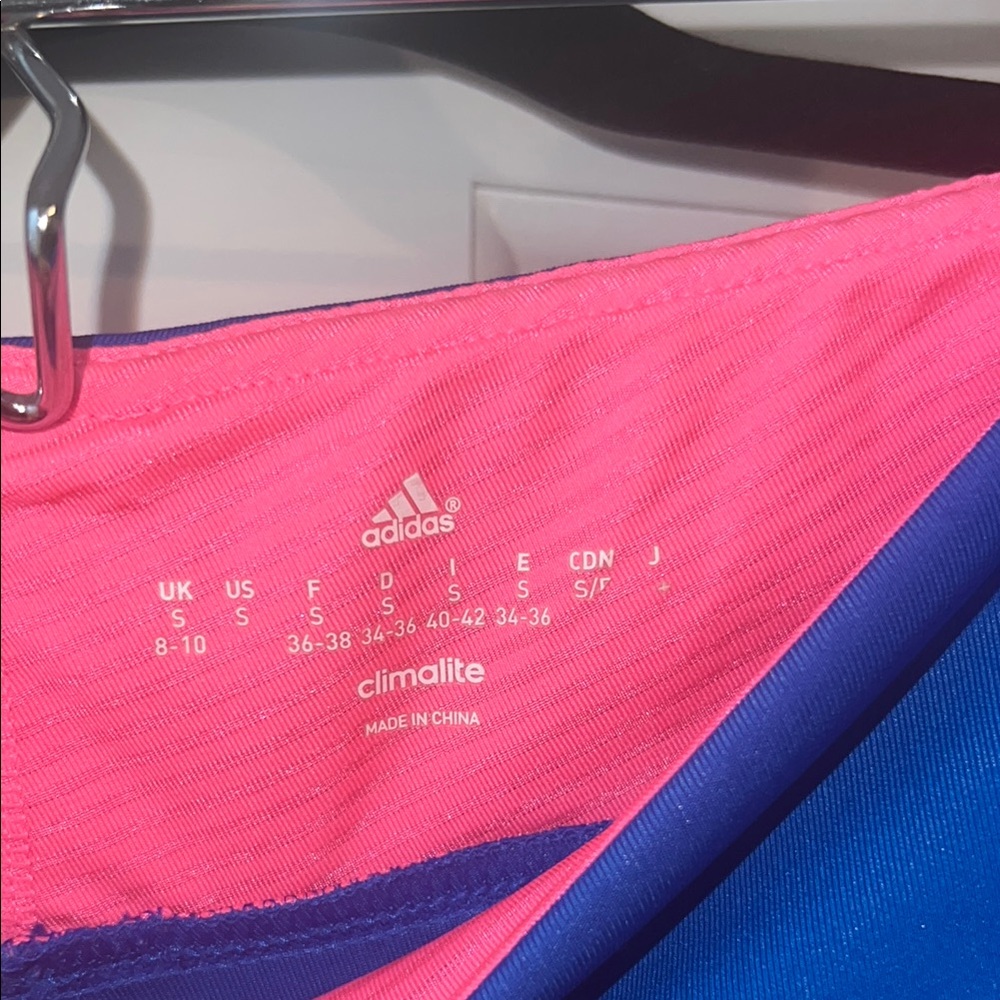 Adidas Women's Vibrant Blue and Pink Athletic Shorts - Picture 2 of 3